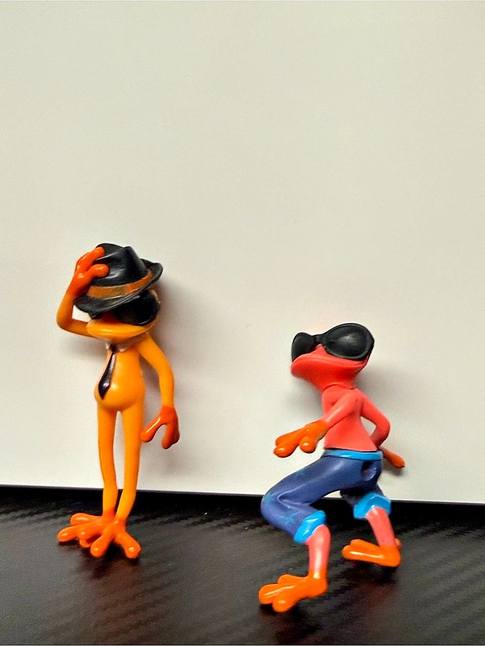 Vintage Frog Character Figures Set of 2 Colorful Cartoon Frogs